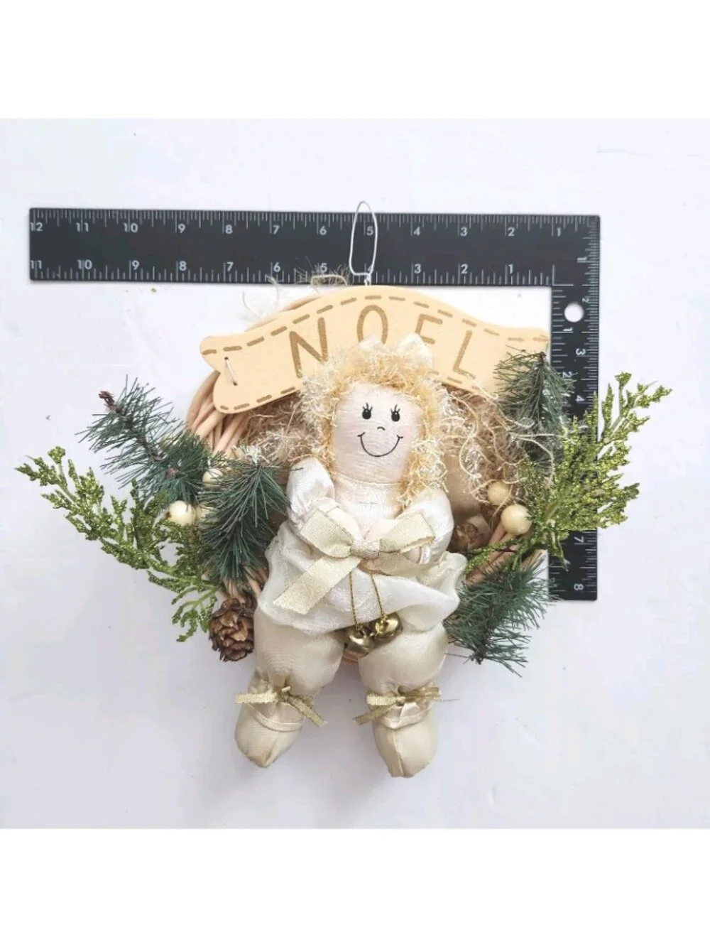 Angel Plush Doll Christmas Noel Wreath Sign Holiday Decor Handmade Decor